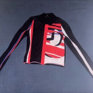Topshop Red and Black Abstract Sweater